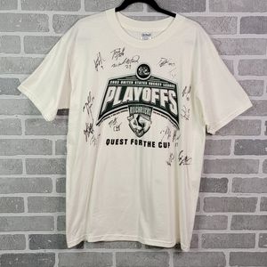 Cedar Rapids Rough Riders Vintage Y2k Autographed Team Quest for the Cup Tee L